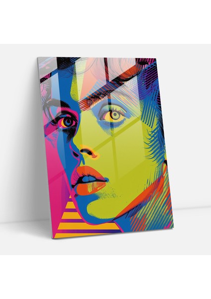 Andy Warhol Cam Baskı - Renkli Pop Art Portre - Andy Warhol, Cam Duvar Sanatı, Duvar Dekorasyonu, Ev Dekorasyonu, 30X45