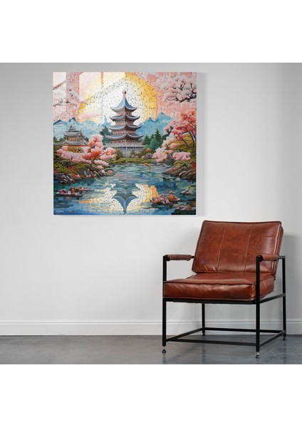 Asya Elegance Cam Baskı - Asya, Modern Sanat, Muhteşem Pagoda, Cam Sanatı, 30X30