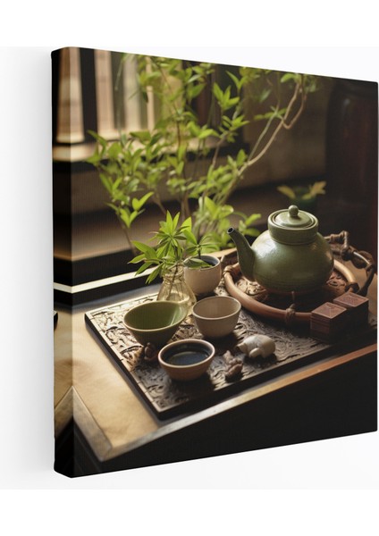 Asya Duvar Dekorasyonu - Çay Töreni Kanvas Tablo - Asya, Ev Dekorasyonu, Zarif Çay Takımları, Kanvas Tablo, 50X50