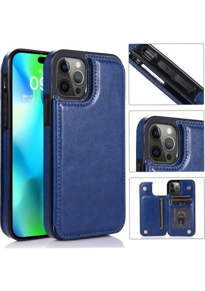 Kart Tutucu ile IPhone 14 Pro Max Pu Deri Kickstand Için Cüzdan Kılıf (Yurt Dışından)