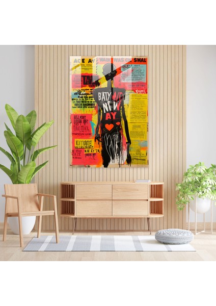 Basquiat Cam Baskı - El Yazısı Metin Kolajı - Basquiat, Içe Dönük, El Yazısı Metin Kolajı, Duvar Süslemesi, 30X45 fiyatları