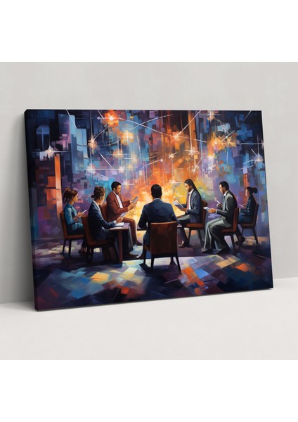 Blockchain Konferansı Kanvas Tablo - Blockchain, Inovasyon, Duvar Sanatı, Grup Insan, 70 x 50 cm