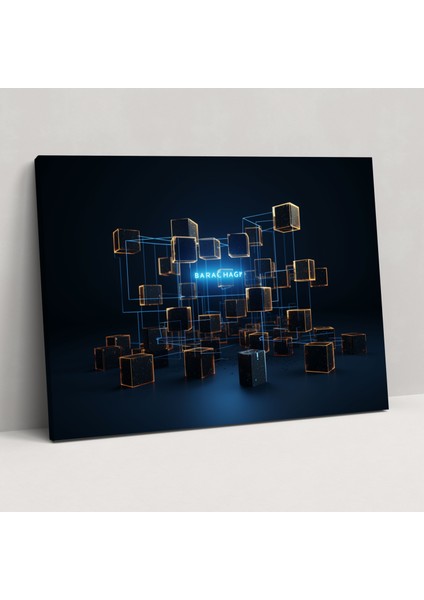 Dijital Doğa Füzyonu Kanvas Tablo Tablo - Blockchain, Blockchain, Tropikal Yağmur Ormanları, Teknoloji ve Doğa, 50 x 30 cm