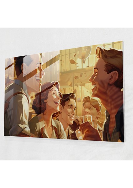 Bira Bardağı Duvar Sanatı - Bira, Vintage Illüstrasyon, Arkadaş Grubu, Retro, 30X45