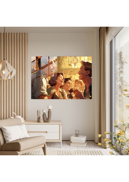 Bira Bardağı Duvar Sanatı - Bira, Vintage Illüstrasyon, Arkadaş Grubu, Retro, 30X45 fiyatları