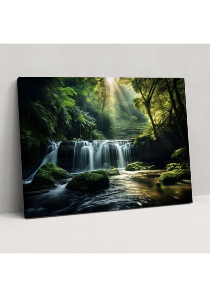 Blockchain Şelalesi Kanvas Tablo - Blockchain, Duvar Sanatı, Doğa Fotoğrafçılığı, Ev Dekorasyonu, 70 x 50 cm
