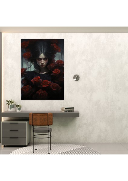 Kanayan Çiçekler Kanvas Tablo - Kanayan Çiçekler, Ürkütücü, Siyah Güller, Kanvas Tablo, 50 x 70 cm
