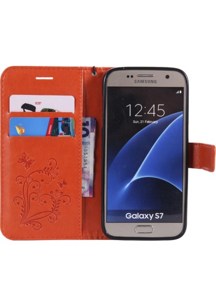 Samsung Galaxy S7 Flip Kickstand Pu Deri Kart Yuvası Standı ile (Yurt Dışından)