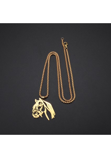 Altın Erkek Kadın Moda Tasarım Hayvan Atbaşı Paslanmaz Çelik Kolye Kolye Punk Tarzı Hip Hop Kaya Takı Aksesuarları (Yurt Dışından) modelleri
