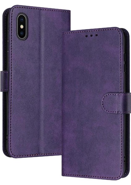 Toka ile IPhone Xs Max Için Flip Case Kickstand Pu Deri Saf Renk (Yurt Dışından)