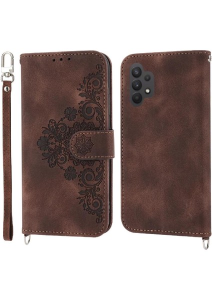 Samsung Galaxy A32 5g Kabartmalı Bileklik Çoklu Kredi Için Flip Case (Yurt Dışından)