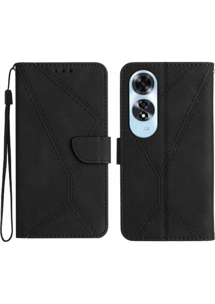Oppo A60 4g Deri Cüzdan Dikiş Için Flip Case Kabartmalı Yumuşak Pu Yüksek (Yurt Dışından)