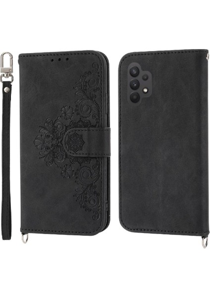 Samsung Galaxy A32 5g Kabartmalı Bileklik Çoklu Kredi Için Flip Case (Yurt Dışından)