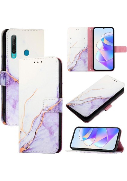 Huawei P Akıllı Artı 2019 Cüzdan Pu Deri Kickstand Mermer (Yurt Dışından)