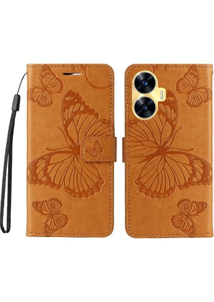 Kart Yuvası Standı Manyetik ile Realme C55 4g Flip Kickstand Için Flip Case (Yurt Dışından)