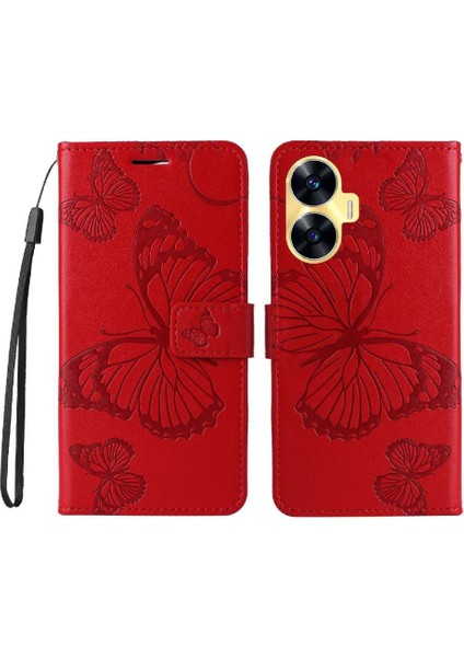 Kart Yuvası Standı Manyetik ile Realme C55 4g Flip Kickstand Için Flip Case (Yurt Dışından)