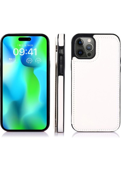 Kart Tutucu ile IPhone 14 Pro Max Pu Deri Kickstand Için Cüzdan Kılıf (Yurt Dışından)