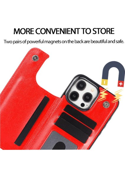 Cüzdan Kılıf IPhone 15 Pro Max Kickstand Çift Manyetik Toka ile Pu (Yurt Dışından) indirimleri