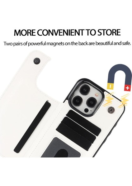Cüzdan Kılıf IPhone 15 Pro Max Kickstand Çift Manyetik Toka ile Pu (Yurt Dışından) modelleri