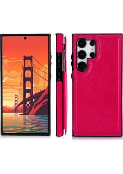 Samsung Galaxy S24 Ultra Kart Yuvaları Için Cüzdan Kılıf Pu Deri Çift (Yurt Dışından) modelleri