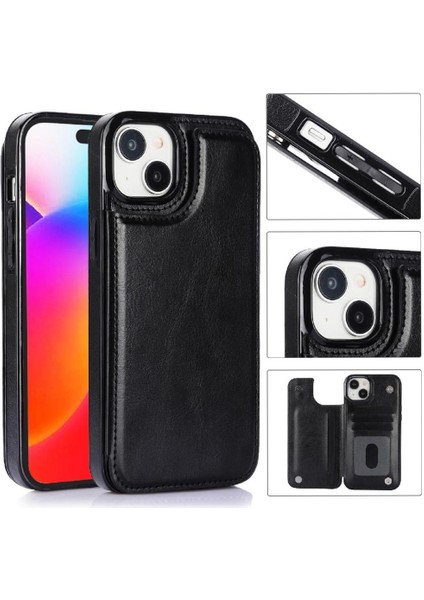 IPhone 15 Için Cüzdan Durumda Artı Kart Yuvaları Kickstand Çift Manyetik Toka (Yurt Dışından)