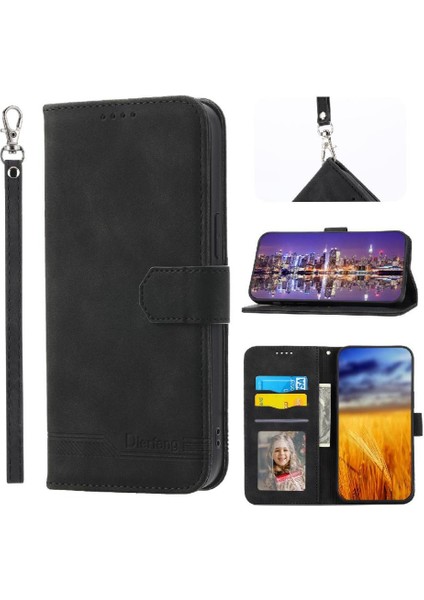 IPhone 14 Için Flip Case Manyetik Kapatma Premium Kart Yuvaları Bileklik (Yurt Dışından)