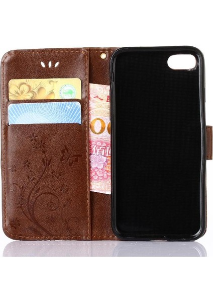 IPhone 7 Için Filp Durumda Artı Kickstand Kart Tutucu Pu Deri Bilek Kayışı (Yurt Dışından)