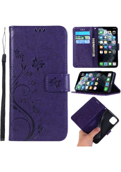 IPhone 11 Için Filp Durumda Pro Max Kart Tutucu Bilek Kayışı Kickstand Pu (Yurt Dışından)