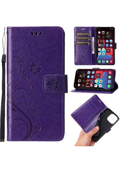 IPhone 13 Için Filp Durumda Pro Manyetik Kapatma Kart Tutucu Bilek Kayışı Pu (Yurt Dışından)