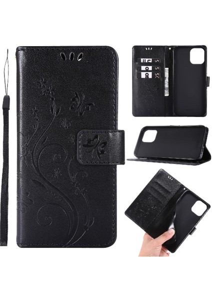 IPhone 14 Için Filp Durumda Pro Kart Tutucu Kickstand Bilek Kayışı Manyetik Pu (Yurt Dışından)