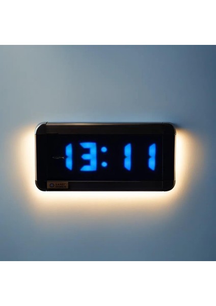 Sanec Dijital LED Duvar ve Masa Saati Derece ve Nem - Turkuaz (Kasa Ölçüsü: 16X40 Cm)