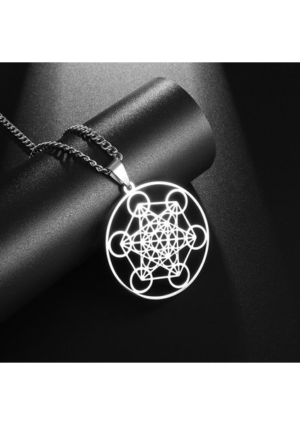 2006-ALTIN Yaşam Çiçeği Çakra Maneviyat Paslanmaz Çelik Kolye Başmelek Kutsal Geometri Metatron Kolye Kolye Solomon Takı (Yurt Dışından)