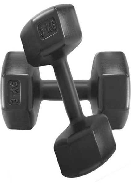 Tekno Trust Plastik 3 kg x 2 Adet 6 kg Dambıl Seti, Dumbell Set Siyah 3 kg