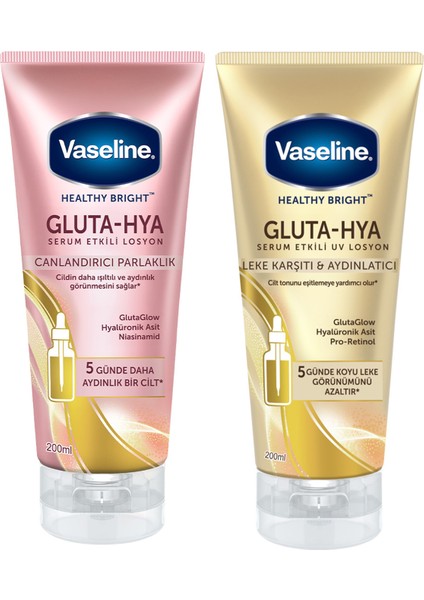 Gluta Hya Serum Etkili Losyon 200 ml + Vaseline Gluta Hya Serum Etkili UV Losyon 200 ml