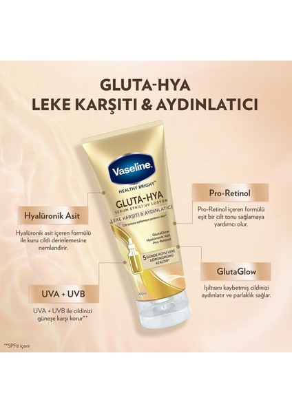 Gluta Hya Serum Etkili Losyon 200 ml + Vaseline Gluta Hya Serum Etkili UV Losyon 200 ml