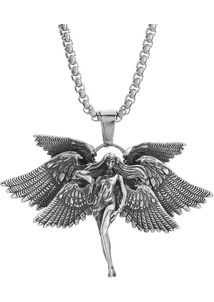 AL19398-GÜMÜŞ Klasik Melek Kolye Kolye El Yapımı Seraph Namaz Kolye Uzun Zincir Kolye Erkek Kadın Takı Yıldönümü Hediyesi (Yurt Dışından)