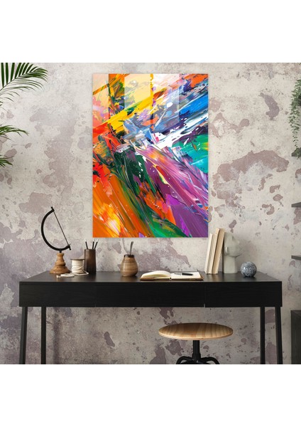 Enerjik Ifade Cam Tablo - Aksiyon Tablo, Ev Dekorasyonu, Modern Sanat, Cam Duvar Sanatı, 50X70