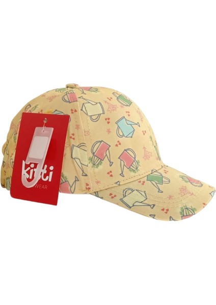 Kitti 1-3 Yaş Kız Çocuk Sarı Renk Desenli Yazlık Şapka