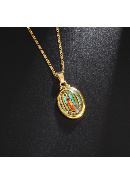 A10135-ALTIN Kadın Dini Vintage Stil Guadalupe Katolik Kilisesi Meryem Ana Muska Kolye Kolye Süsleme (Yurt Dışından) fırsatları