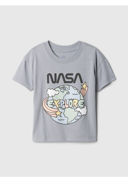 Erkek Bebek Gri Nasa Grafikli T-Shirt