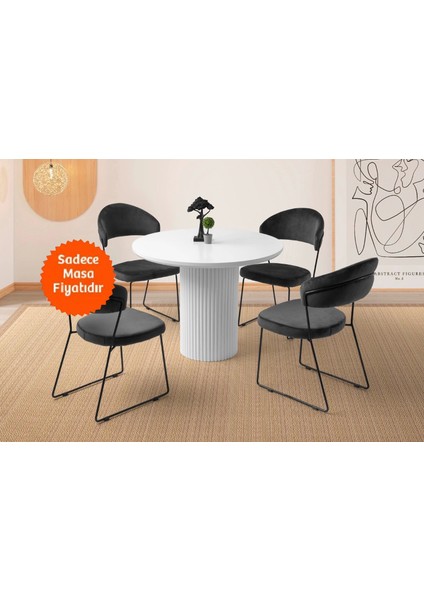 Ahşap Sabit Yemek Masası Beyaz 100X75CM Beyaz - Sadece Masa Fiyatıdır