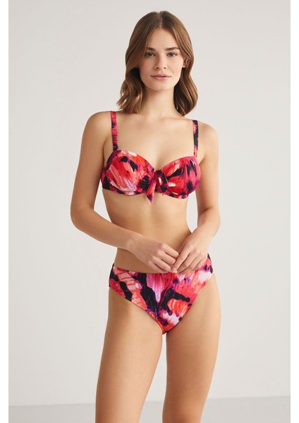 Marıposa Desenli Kaplı Straplez Bikini