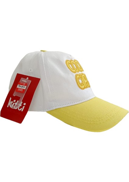 Kitti 4-8 Yaş Kız Çocuk Beyaz Renk Baskı Figürlü Yazlık Şapka
