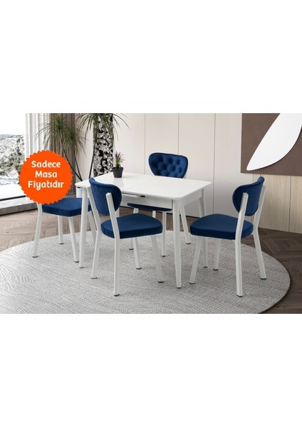 Ortadan Açılır Büyüyen Ahşap Yemek Masası Beyaz 70X120CM Sadece Masa Fiyatıdır