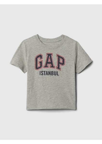 Erkek Bebek Gri babyGap logo tshirt
