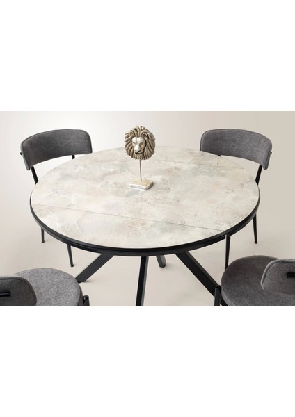 Ahşap Yuvarlak Açılır Büyüyen Yemek Masası Beyaz Mermer Desen 70X120CM Sadece Masa Fiyatıdır fiyatları