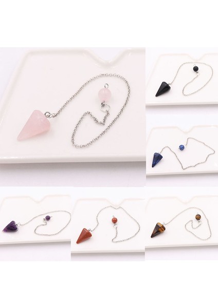 C1 Moda Konik Sarkaç Doğal Taş Konik Sarkaçlar Gümüş Renk Zinciri Kristal Kolye Maden Manevi Reiki Takı (Yurt Dışından) fırsatları