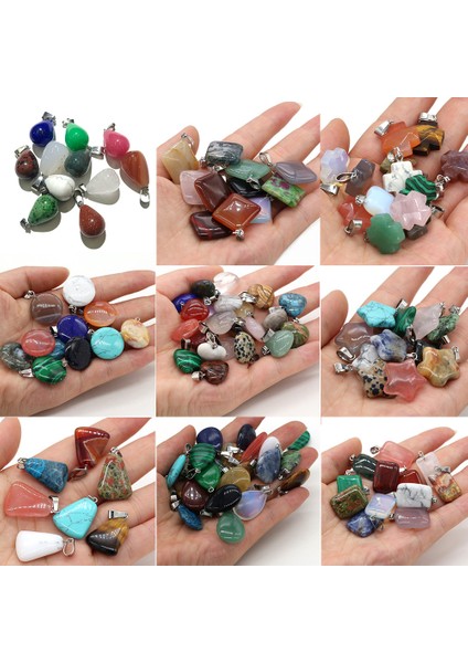 KARIŞIM-14X14MM Doğal Taş Kolye Mix Renkler Kadınlar Doğal Takı Takılar Fit Dıy Kolye Yapımı Çoklu Şekiller (Yurt Dışından) fiyatları