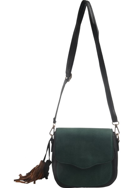 Yeni Kadın Çanta Püskül Omuz Çantası Mat Pu Messenger Crossbody Çanta (Yeşil) (Yurt Dışından)
