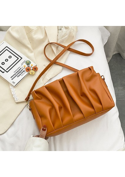 Pu Deri Kadın Katlama Bulut Çanta Moda Iş Omuz Lüks Messenger Günlük Çanta Turuncu (Yurt Dışından) fiyatları
